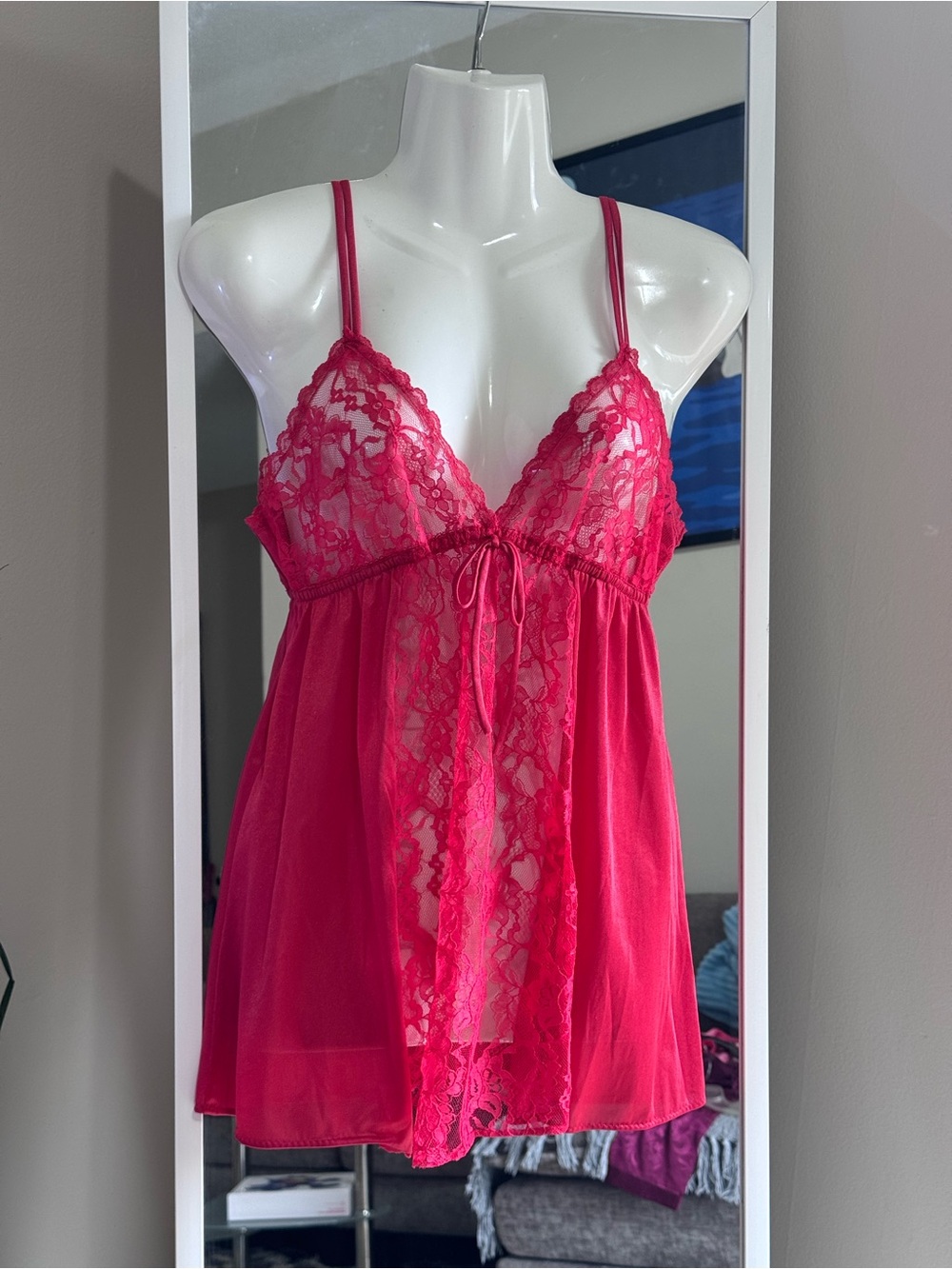 Vintage Jill Andrea Sheer Lace Babydoll Cami Sleep Top Small